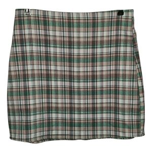 Zara Mini Skirt Women's Green Plaid Size Small